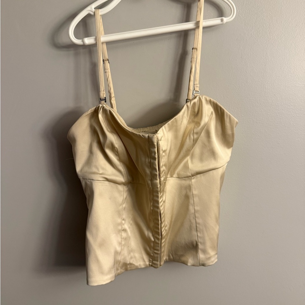 Abercrombie & Fitch Satin Corset Top Champagne Ivory Size M